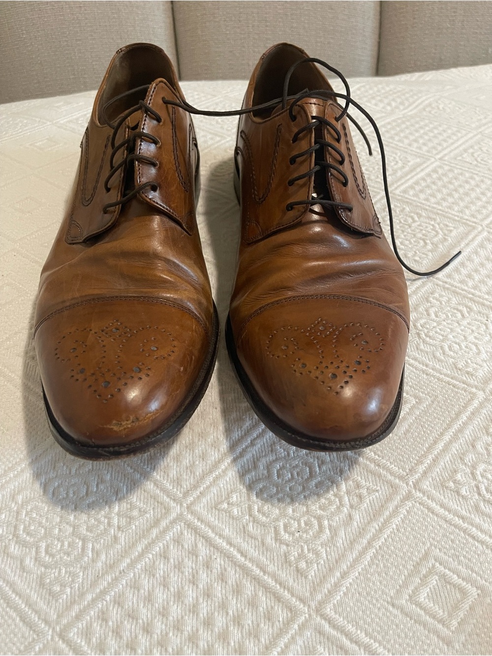 Johnston & Murphy Tan Leather Wingtip Derby Oxfords